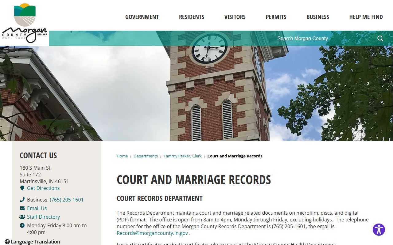 Morgan County court records and Court and Marriage Records division
