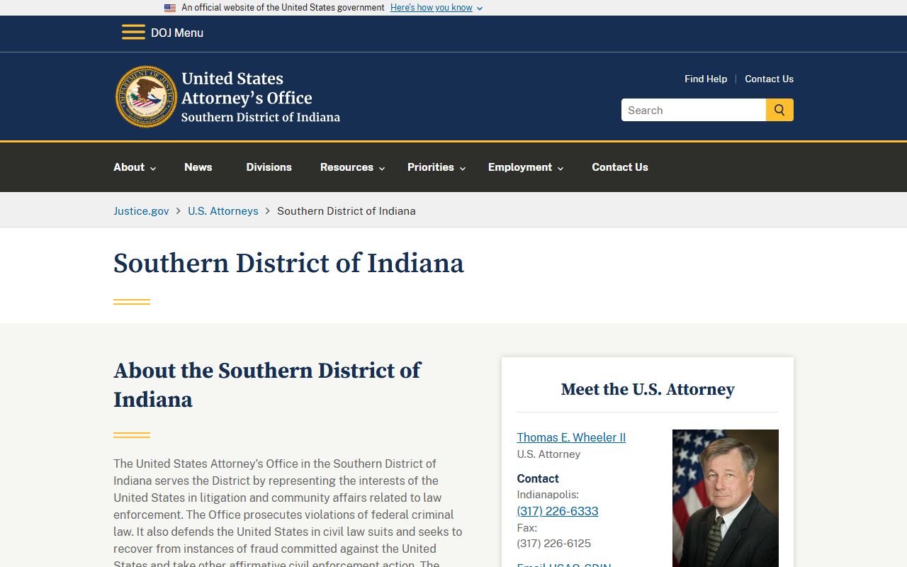 Morgan County criminal court records U.S. Attorney Southern District of Indiana
