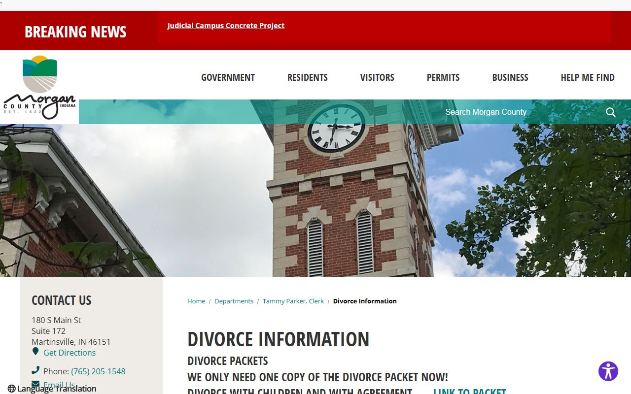 Morgan County divorce records packet categories
