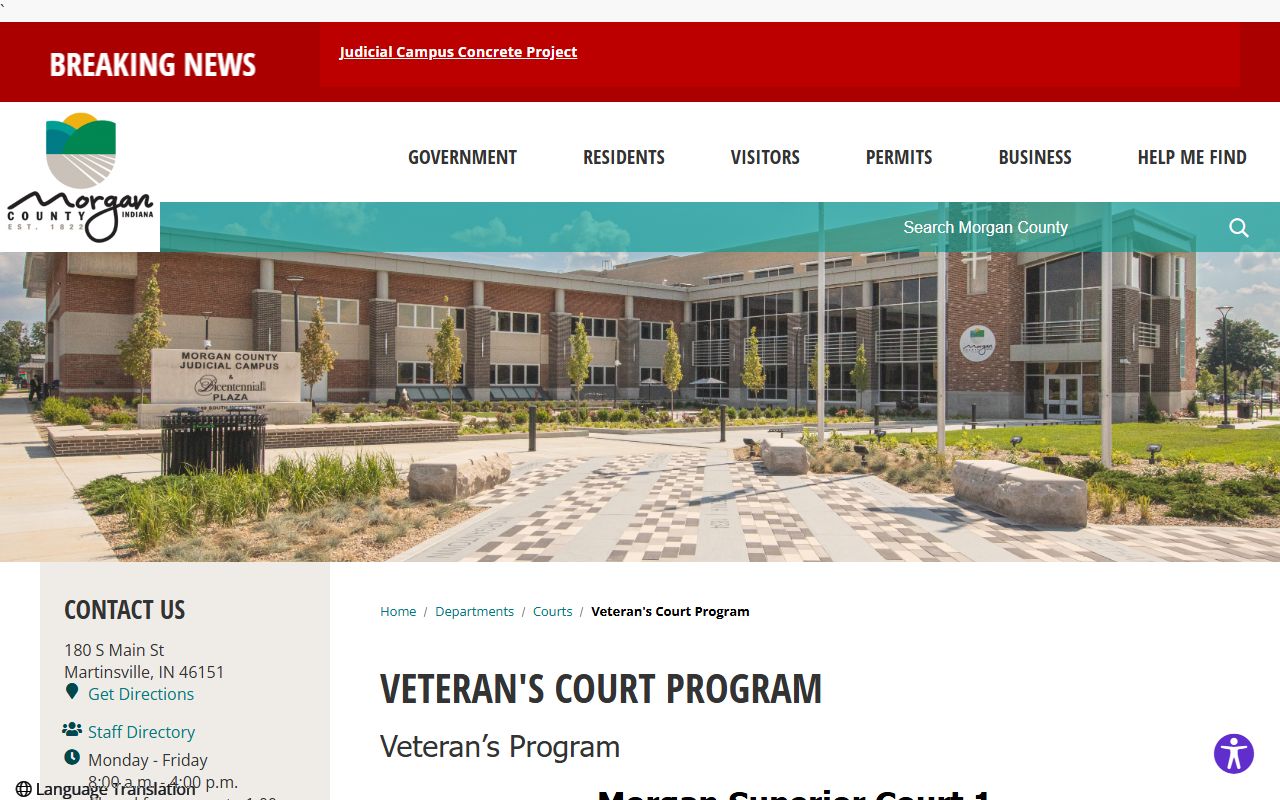 Morgan County Circuit and Superior Courts Veterans Court Program
